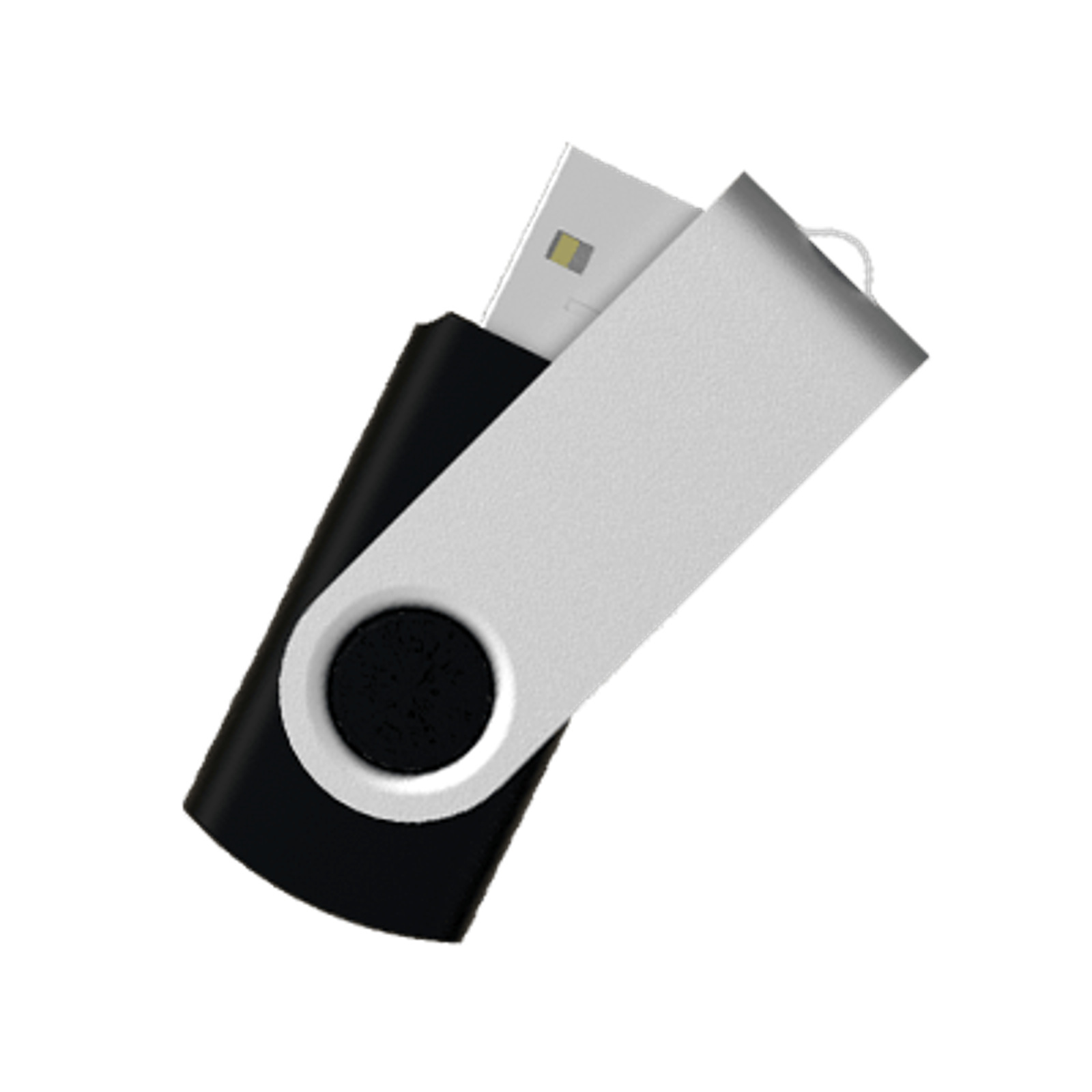 Unbranded black and silver swivel USB used for AI Brain Classic